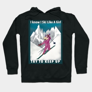 Pretty Girl Downhill Skier Hoodie